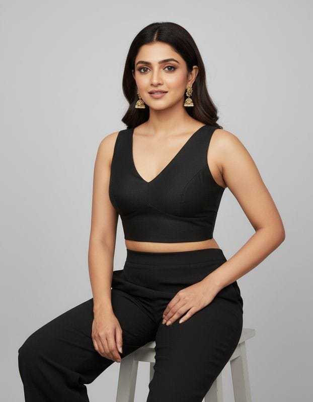 Basic Plunge Neck Blouses